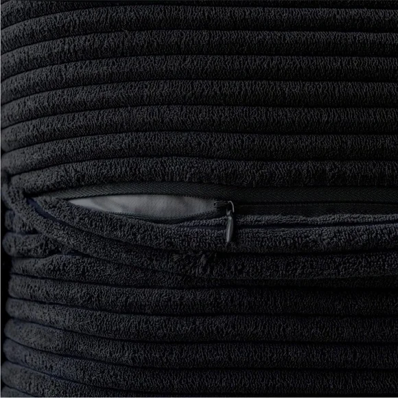 Striped Black Corduroy Farmhouse Luxury Soft Decorative Stylish Pillow Cover Set - Picture 3 of 5